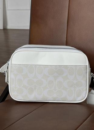 Женская сумка сумочка кросс-боди кожаная из кожи через плечо белая маленькая5 фото