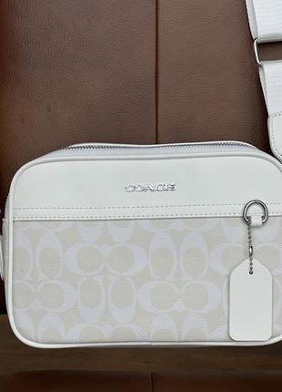 Женская сумка сумочка кросс-боди кожаная из кожи через плечо белая маленькая2 фото