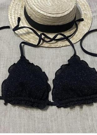 Calzedonia крутий чорний блискучий верх від купальника на зав‘язки