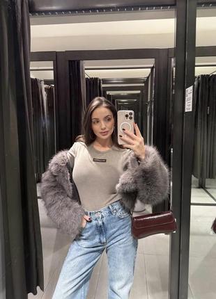 Хлопковый боди zara серого цвета