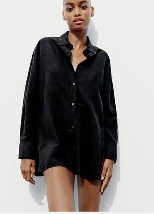 Льняная рубашка zara