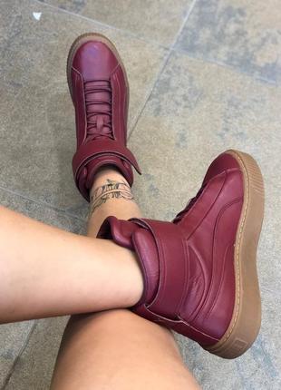Женские высокие кроссовки puma platform mid 36424205, высокие кожаные кеды, хайтопы