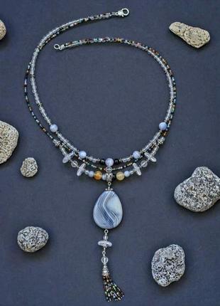 Дизайнерське намисто з підвіскою (натуральне каміння)