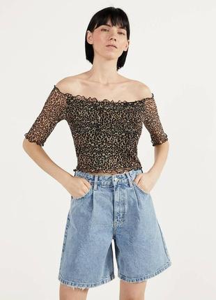 Леопардовый топ сеточка bershka