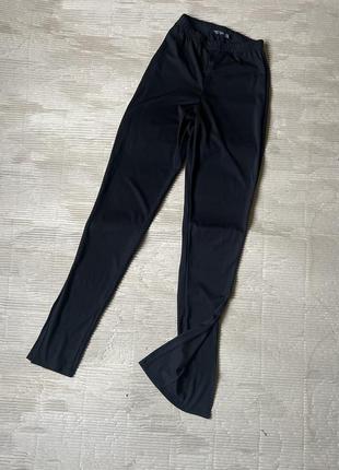 Штани в рубчик висока посадка s m з розрізами на штанинах високі посадка висока