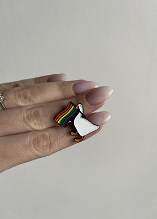Пена значок металлический брошь гусь с флагом лгбт