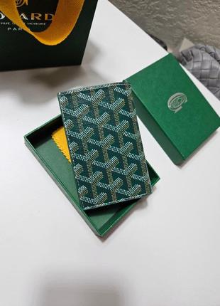 Картхолдер goyard зеленый кожаный3 фото