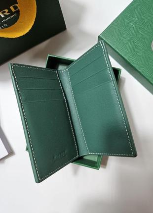 Картхолдер goyard зеленый кожаный4 фото