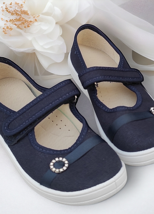Тапочки, туфли в школу садик синие для девочки валди waldi
