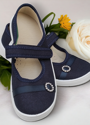 Тапочки, туфли в школу садик синие для девочки валди waldi