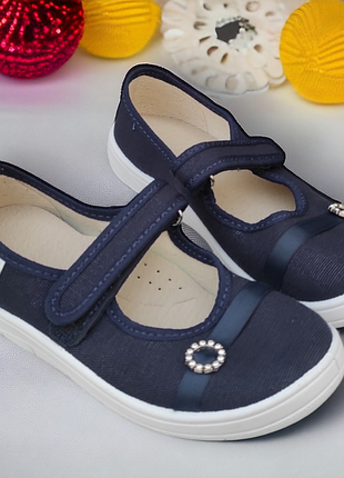 Тапочки, туфли в школу садик синие для девочки валди waldi