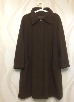 Коричневое шоколадное шерстяное пальто tu как h&m zara mango