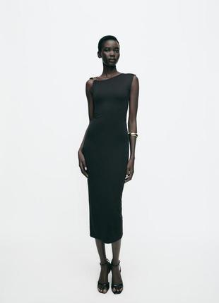 Платье женское черное асимметричное zara new