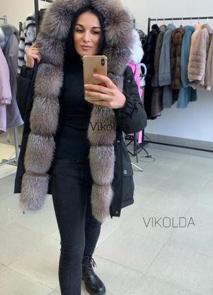 Женская зимняя парка с натуральным мехом блюфрост золото с 42 по 60