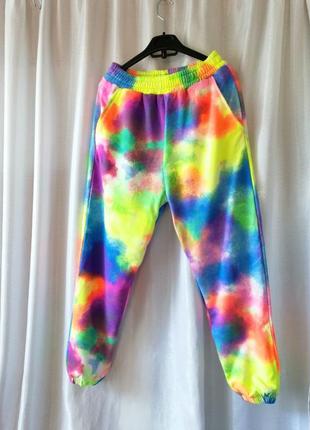 ✅ крутій принт тай дай ефект варонки спортивні штани джогери на резинці