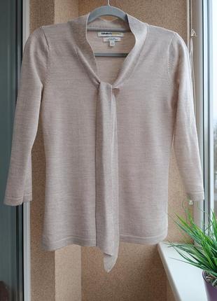 Супер качественный тонкий свитер по фигуре из 100% шерсти мериноса с рукавами 3/4