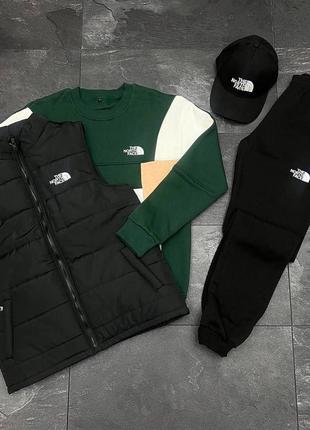 Сет 4в1 the north face жилет + світшот + штани + кепка