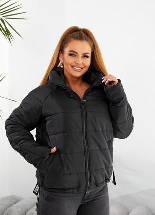 Куртка жіноча  тепла, великі розміри, з капюшоном на блискавці ри-1341