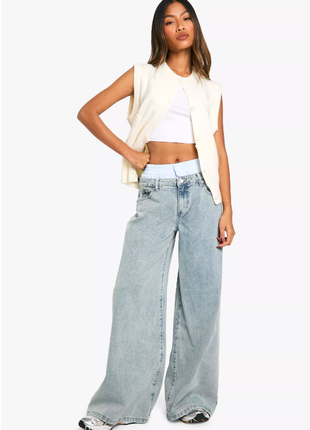 Широкие джинсы wide leg jeans boohoo