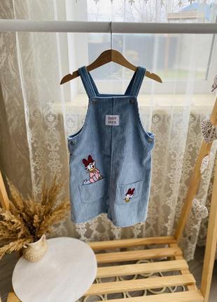 Стильный вельветовый сарафан с дейзи на 4-5 лет