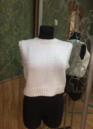 В язана коротка жилетка зара топ без рукавів тепла майка
