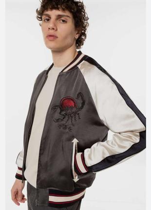 Мужская японская куртка бомбер yokosuka sukajan superdry scorpion japan drive вышивка