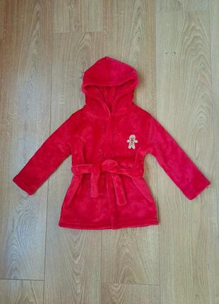 Красный махровый банный халат для мальчика