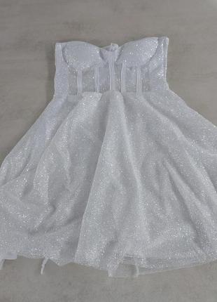 Гламурна вечірня сукня плаття люрекс корсет блискуча