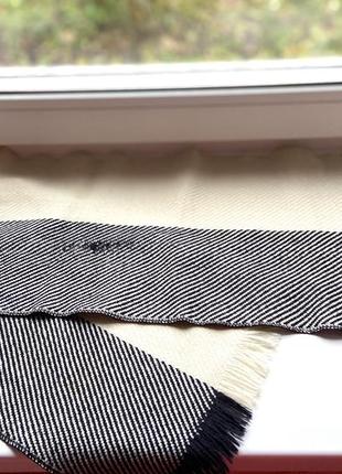 Тёплый черно-белый шарф, двухполосный полосатый шарф2 фото