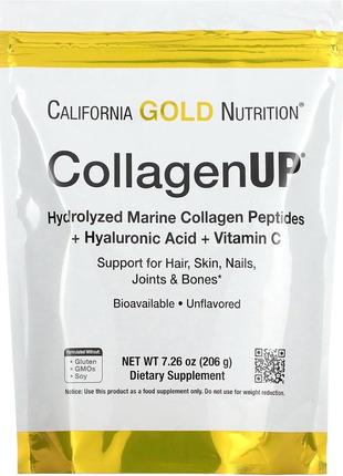 California gold nutrition морской коллаген 207 грамм collagenup peptides powder hyaluronic acid