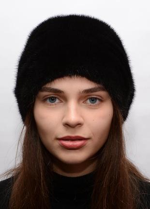 Женская норковая шапка-кубанка коса1 фото