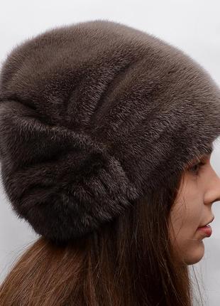 Женская норковая шапка-кубанка коса2 фото