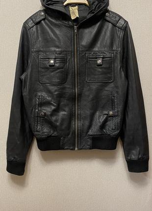 Куртка бомпер кожаная topman роз.m