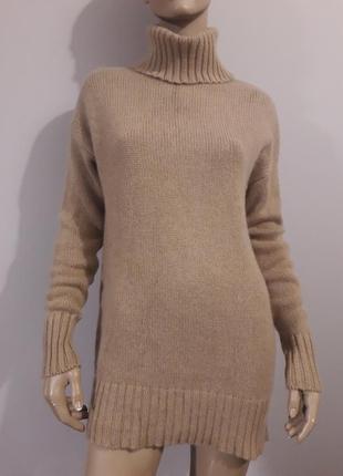 Довгий кашеміровий светр свитер сукня з горлом autograph m&s кемел
