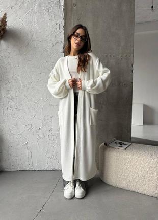 Вязаный женский длинный кардиган с объемными рукавами, женский кардиган накидка / 222
