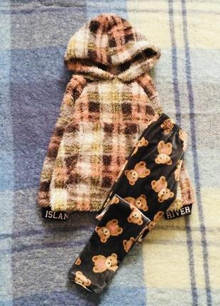 3-4 р. 104 зріст river island худі та штаніки. тедді. комплект для прогулянок, теплий стан нового, с