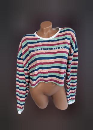 Укороченный лонгслив женский в полоску