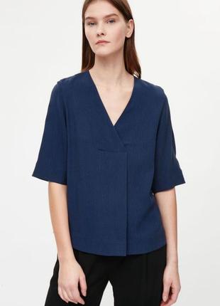 Блуза синего цвета фактурная cos 38/165/88cm