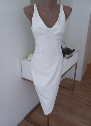 Betrendy біла класична сукня міді бавовна-віскоза s розмір