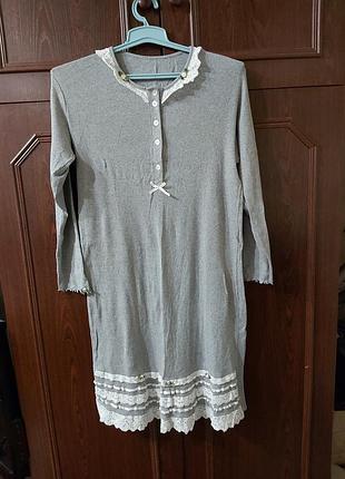 Женское домашнее платье, ночная рубашка в рупчик. размер m,l