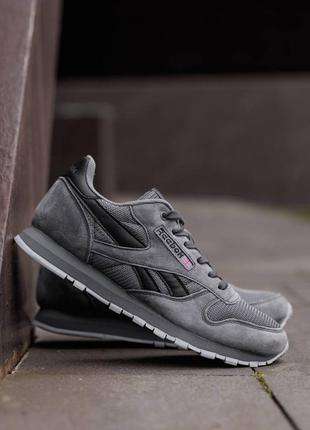 Мужские кроссовки reebok classic leather grey black