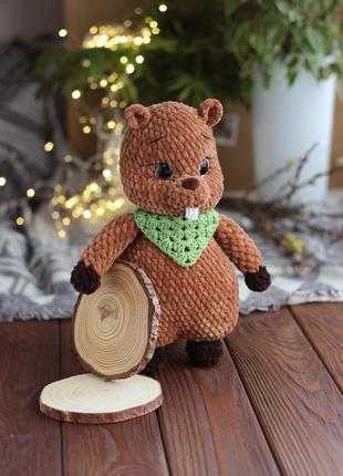 Плюшевый бобер. игрушка ручной работы.