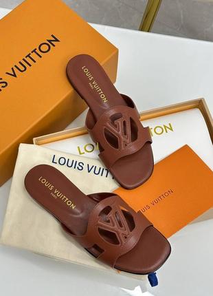 Коричневые кожаные шлепки louis vuitton