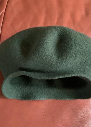 Берет шерстяной темно-зеленый, р.54-55