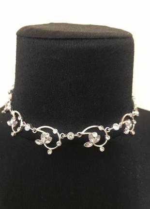 Красивый колье чокер с кристаллами покрытия аб винтаж