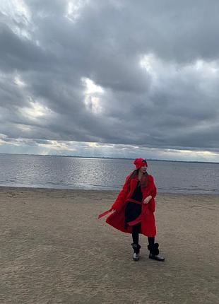 Червона натуральна шиншилова шуба