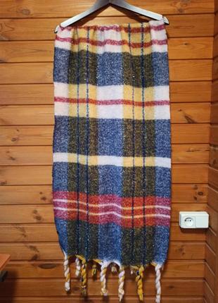Великий теплий шарф в клітинку з мерехтінням