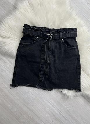 Джинсовая юбка с поясом