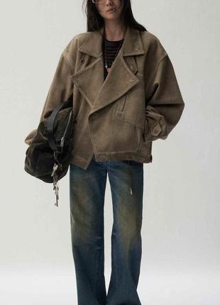 Куртка женская хакки новая теплая косуха джинсовая