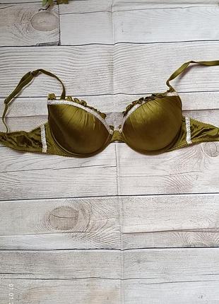 Гладкий бюстгальтер балконет на косточках без пуш-ап натуральный шелк